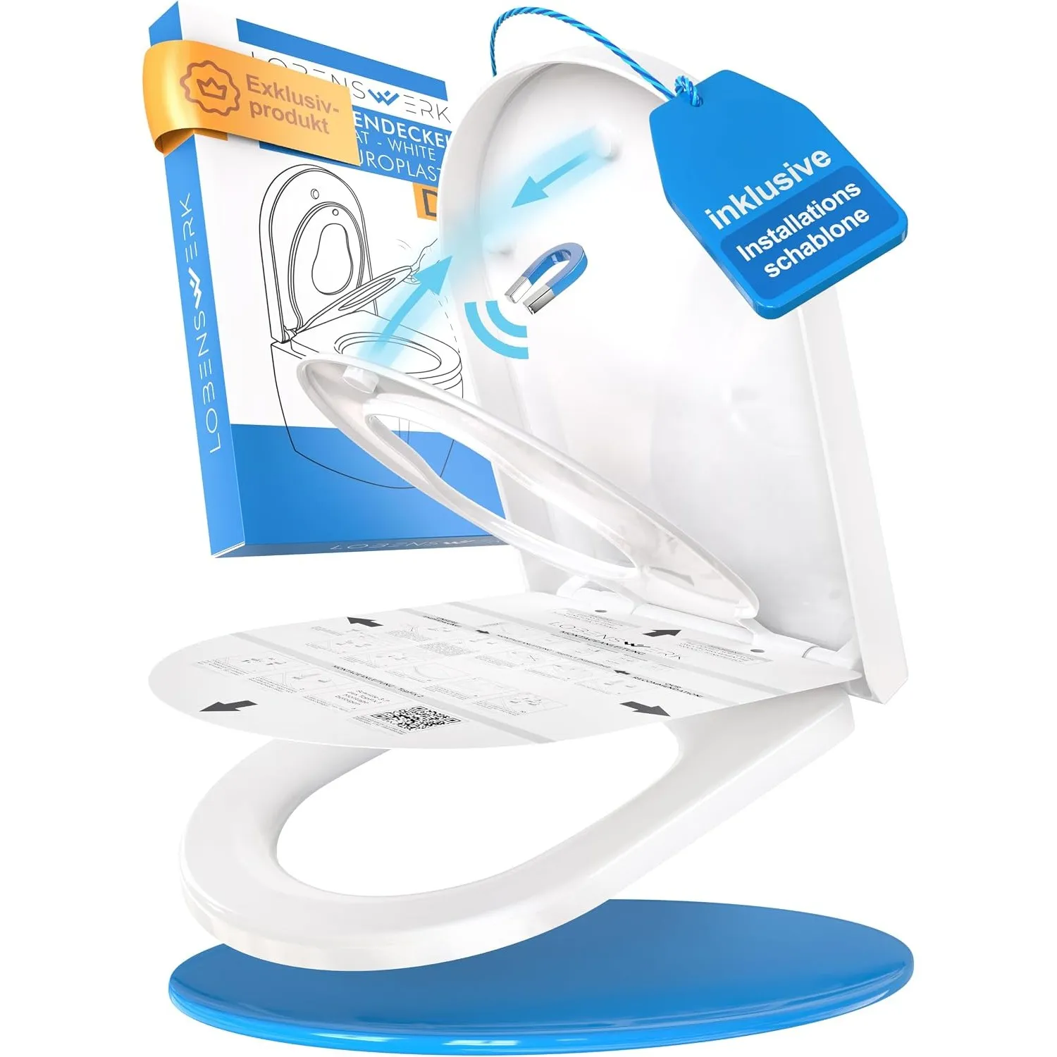 LOBENSWERK Toilettendeckel mit Kindersitz D-Form, inkl. Montageschablone