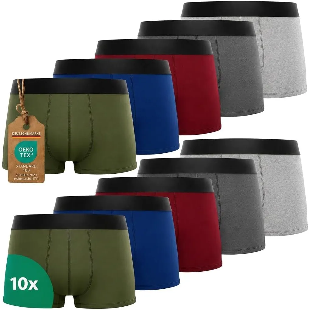 Kemes Boxershorts Herren Baumwolle 10er Pack Ohne kratzenden Zettel Unterhosen Männer Unterwäsche(Gr. S - 4XL)