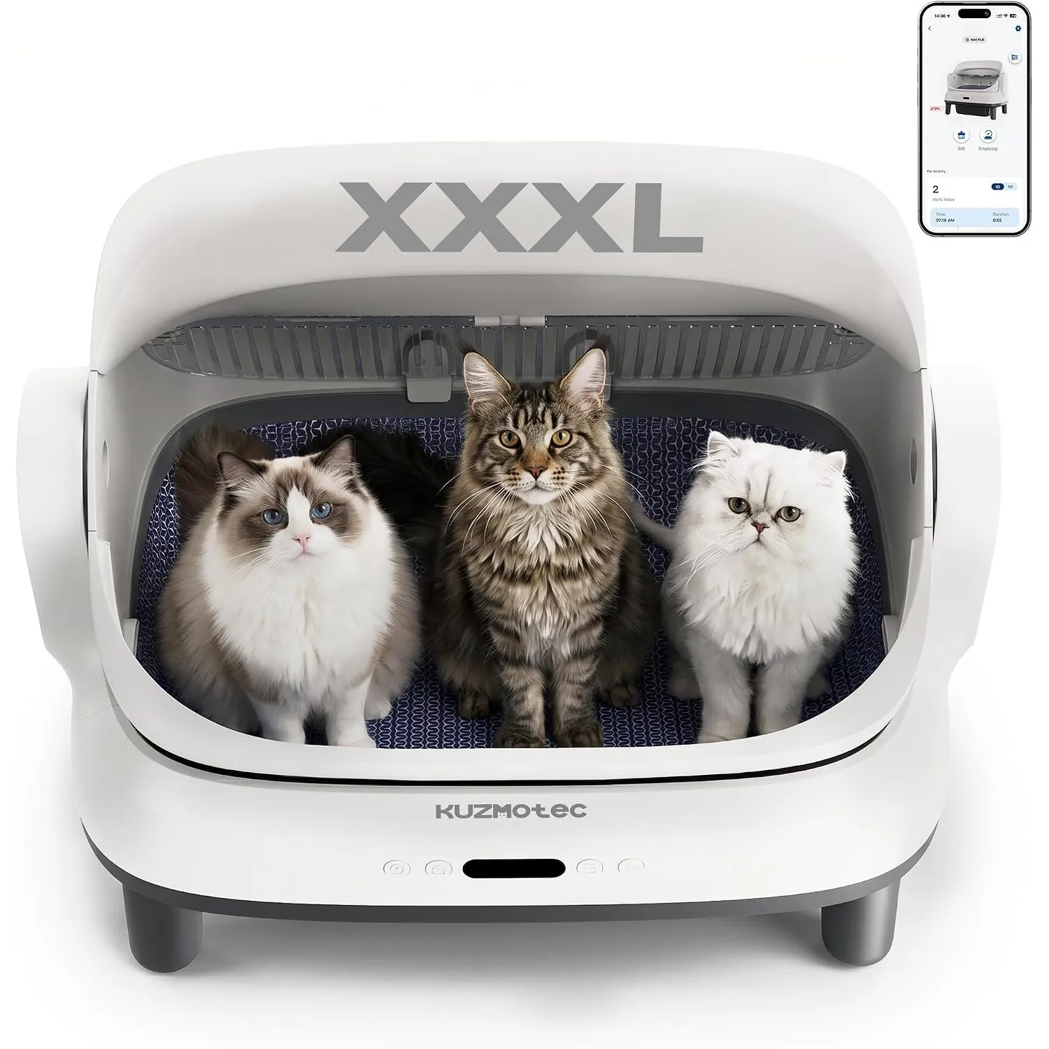 Selbstreinigendes elektrisches Katzenklo XXXL (120L), intelligente Katzentoilette mit App‑Steuerung, Geruchsbeseitigung…