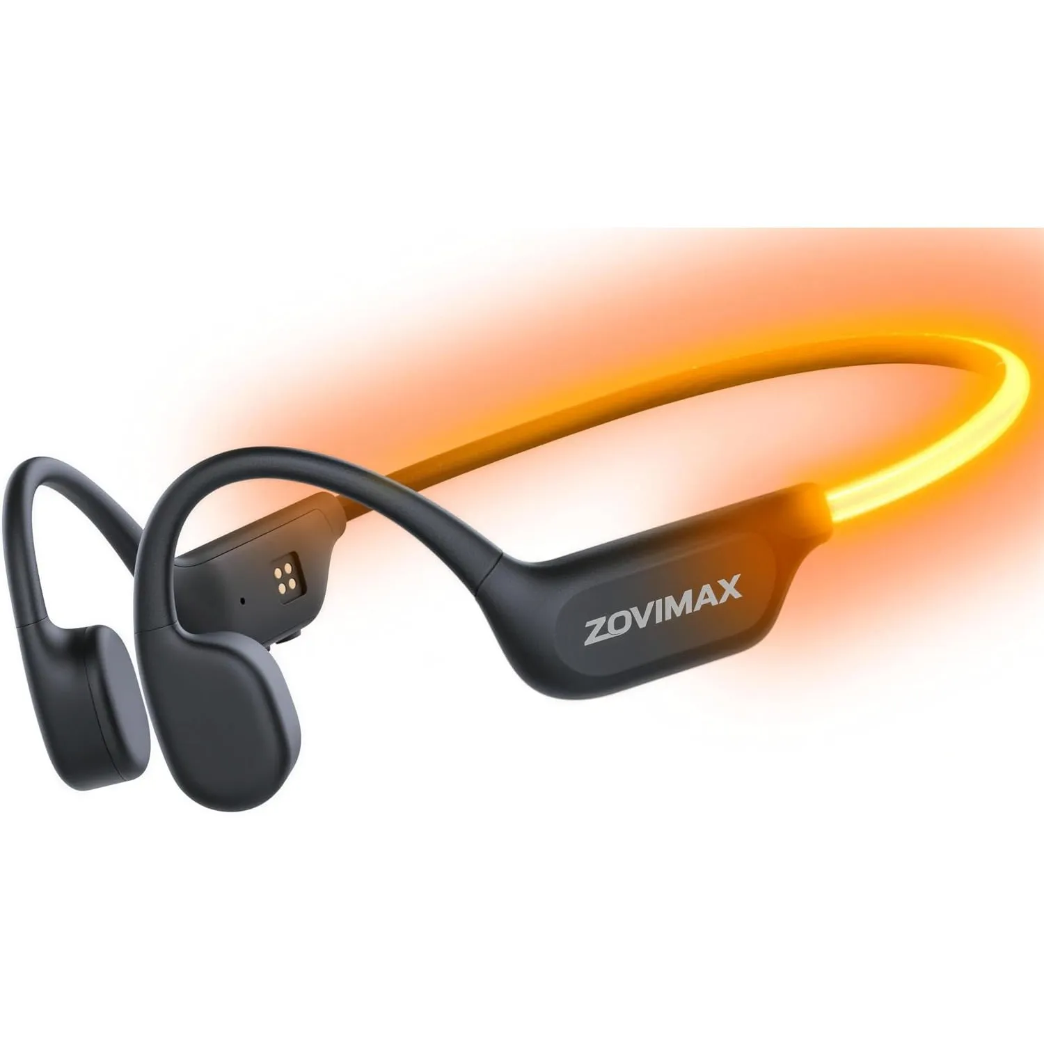 Knochenschall Kopfhörer Bluetooth 6.0 mit LED-Sicherheitslicht, Schwarz