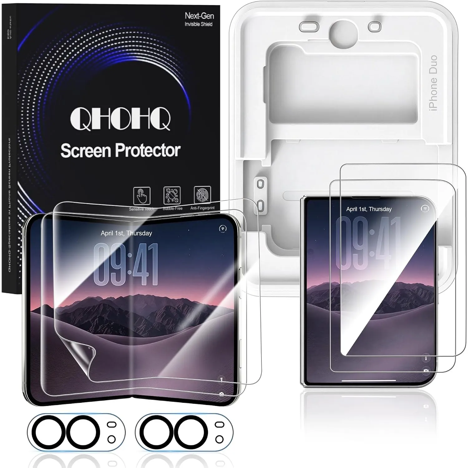 QHOHQ für iPhone Duo für Außen Panzerglas + Innen Schutzfolie, 2+2+2 Stück