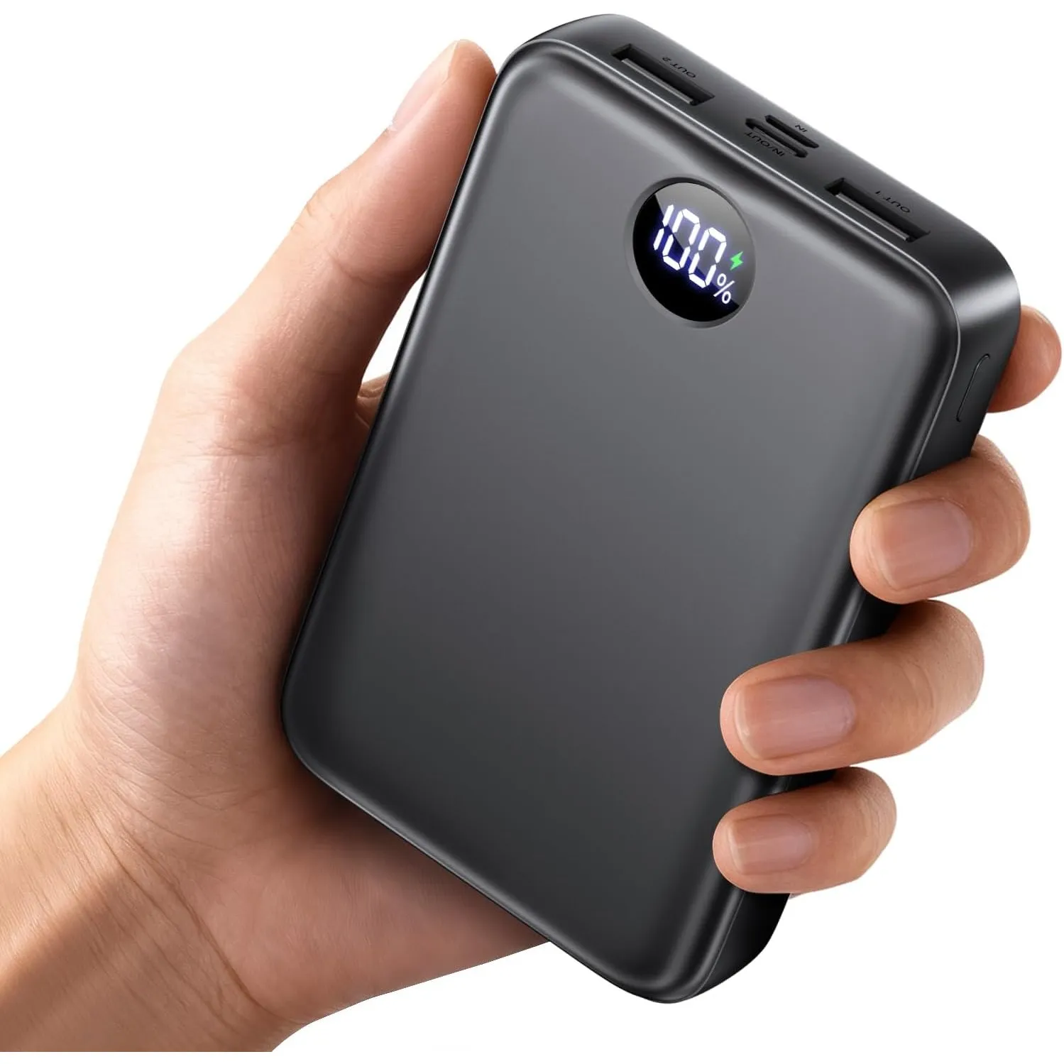 Power Bank 40000mAh, Kompakte PowerBank Schnellladen mit Display, Schwarz