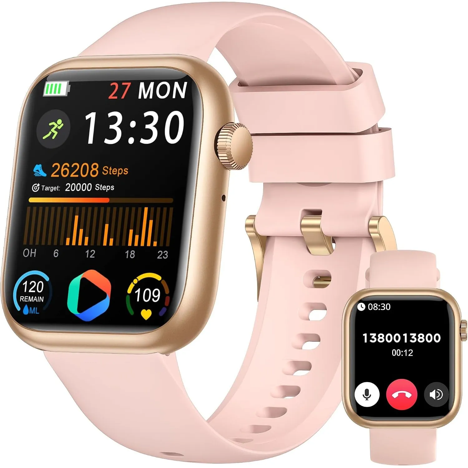 Smartwatch Damen Herren, 1.83" HD Fitness Tracker mit Schrittzähler/Blutdruckmessung/Pulsuhren/Telefonfunktion, Schlaft…