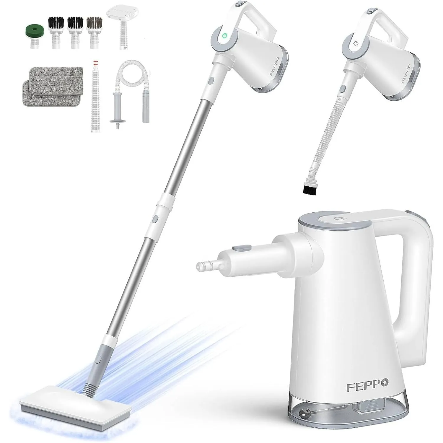 FEPPO Dampfreiniger 12-in-1 mit abnehmbarem Handdampfreinigerad