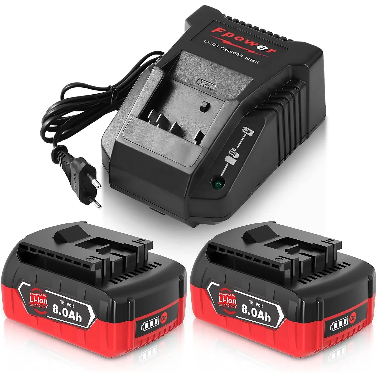 2X 8.0 Ah/8000mAh Ersatzakku für Bosch Akku 18V GBA + Ladegerät