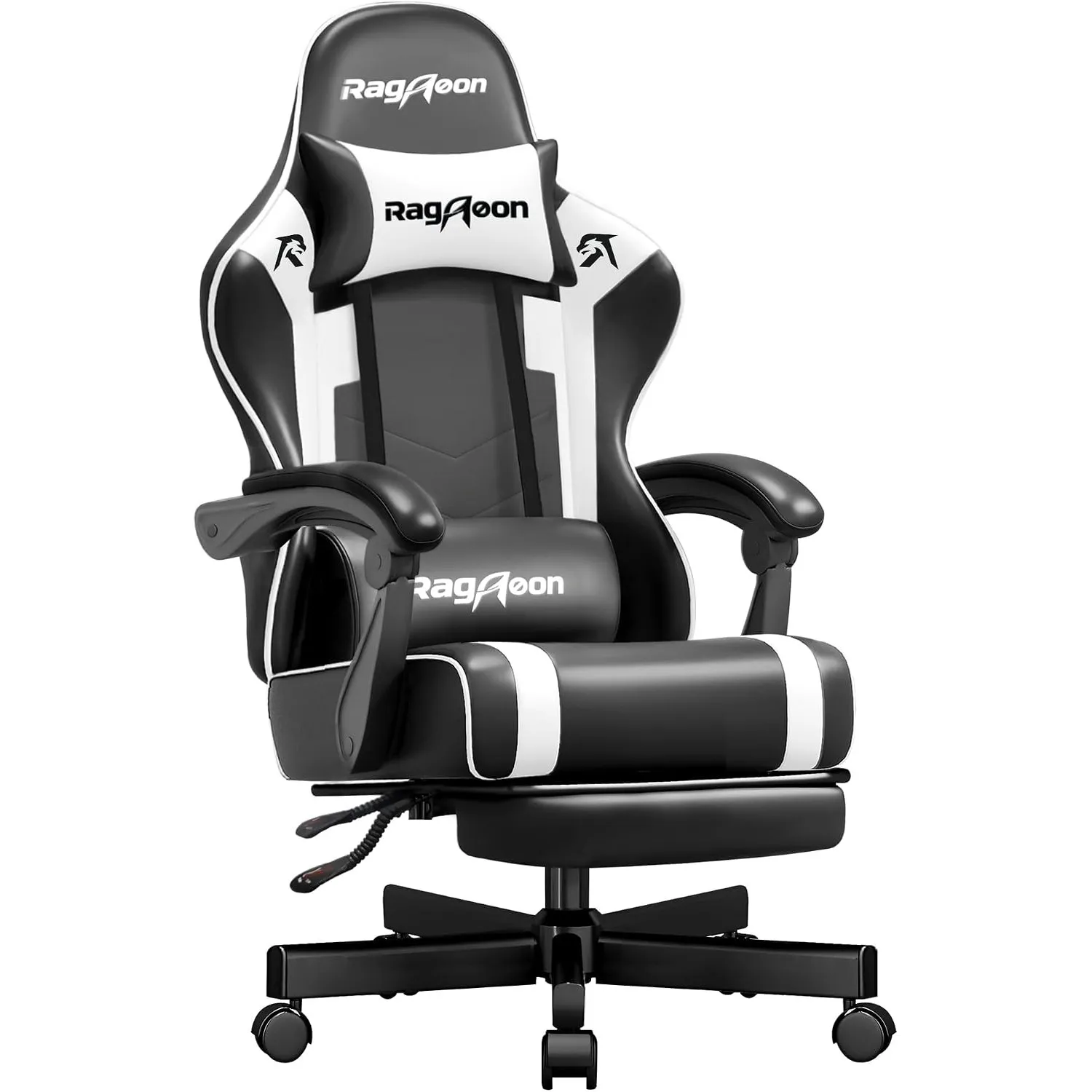 Gaming Stuhl Chair Gamer Sessel - Ergonomischer Gamer Stuhl mit Fußstütze Kopfstütze und Lordosenstütz Höhenverstellbar…