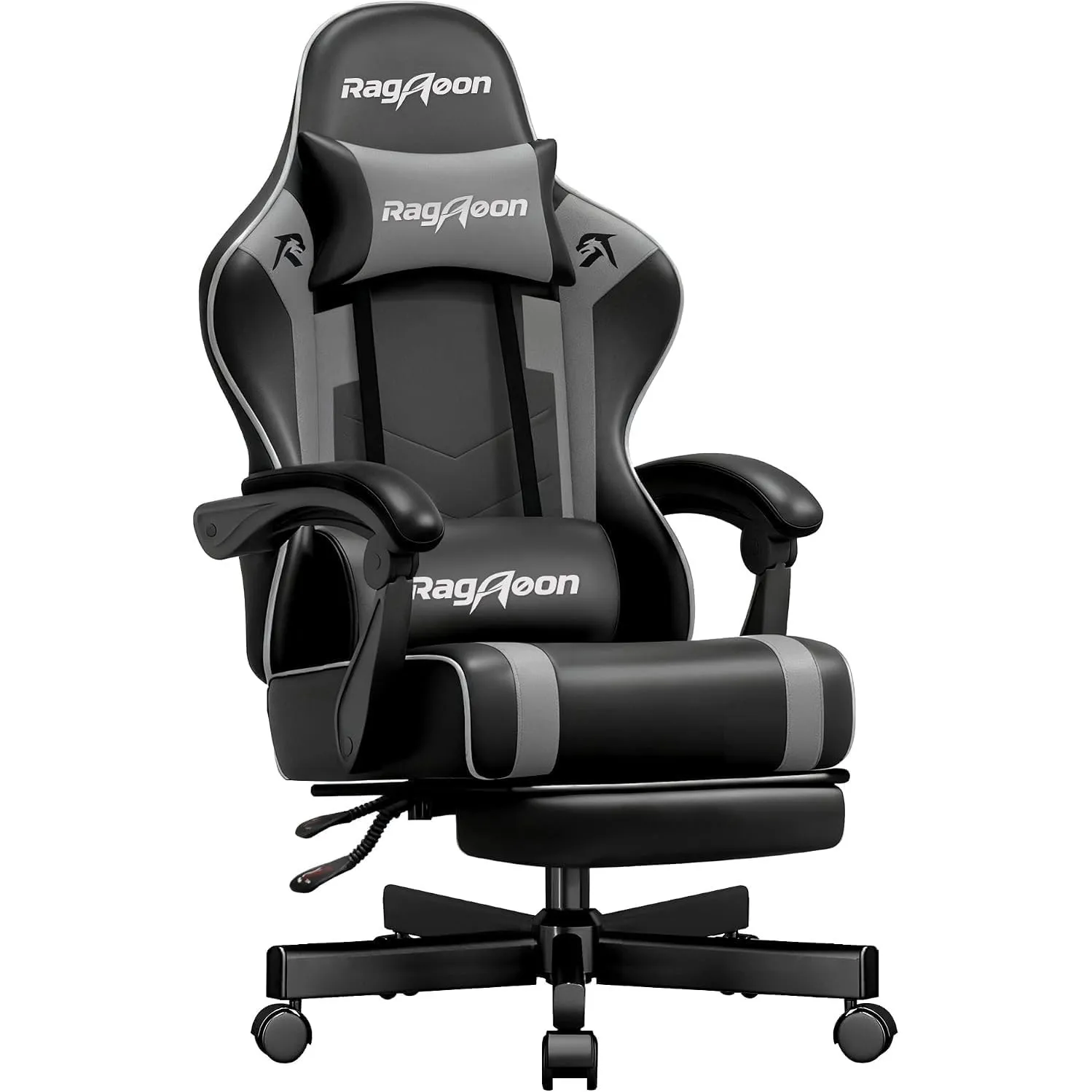 Gaming Stuhl Chair Gamer Sessel - Büro‑ und Gamer‑Drehsessel, höhenverstellbar, mit Fußstütze, Kopf‑ und Lendenkissen, …